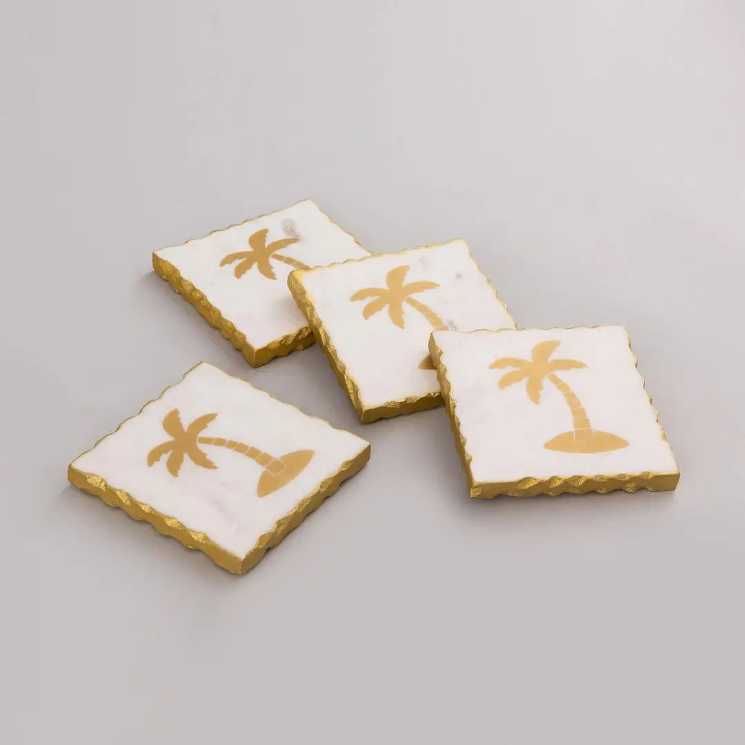 Лидер продаж на Amazon креативные Мраморные Подставки золотого цвета с принтом для дома оптовая