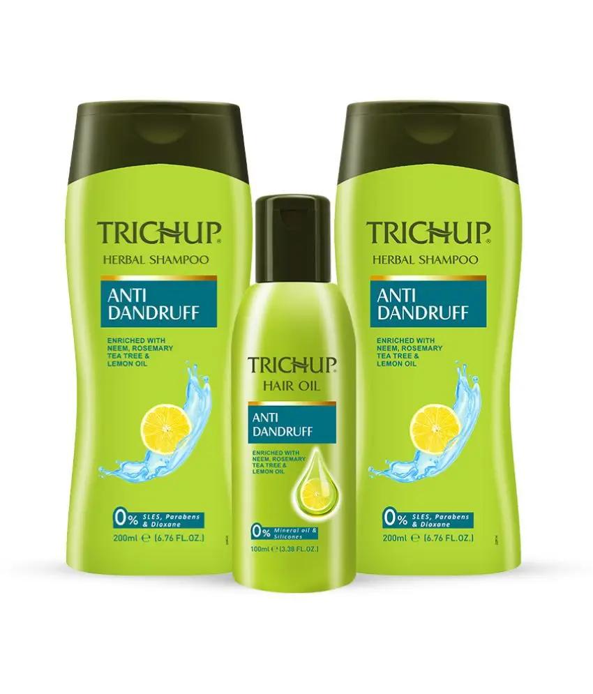 Trichup Anti Dandruff Shampoo and Oil Kit Infused with Neem Rosemary and Tea Tree Protects Your Scalp Skin