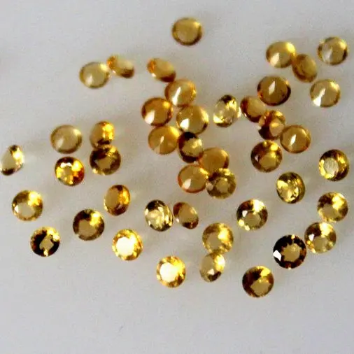 Natural Citrine Faceted Round shape loose gemstone Diamond Cut cabochon for making jewelry wholesale price