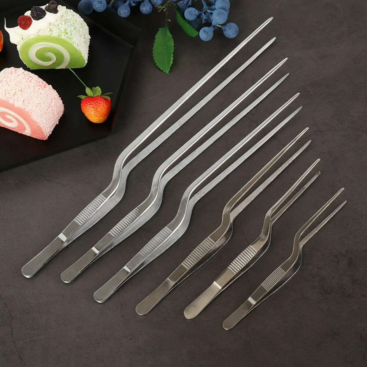 Stainless Steel Long Food Tongs Straight Tweezers Kitchen Tool BBQ BBQ Tweezers Food Barbecue Tongs Steel Plating Clip kitchen