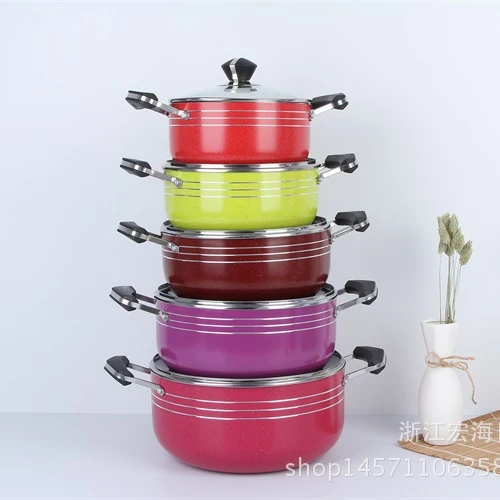 Pressed Aluminum Non-stick Heightened Color Casserole Pot Cookware For Kitchen