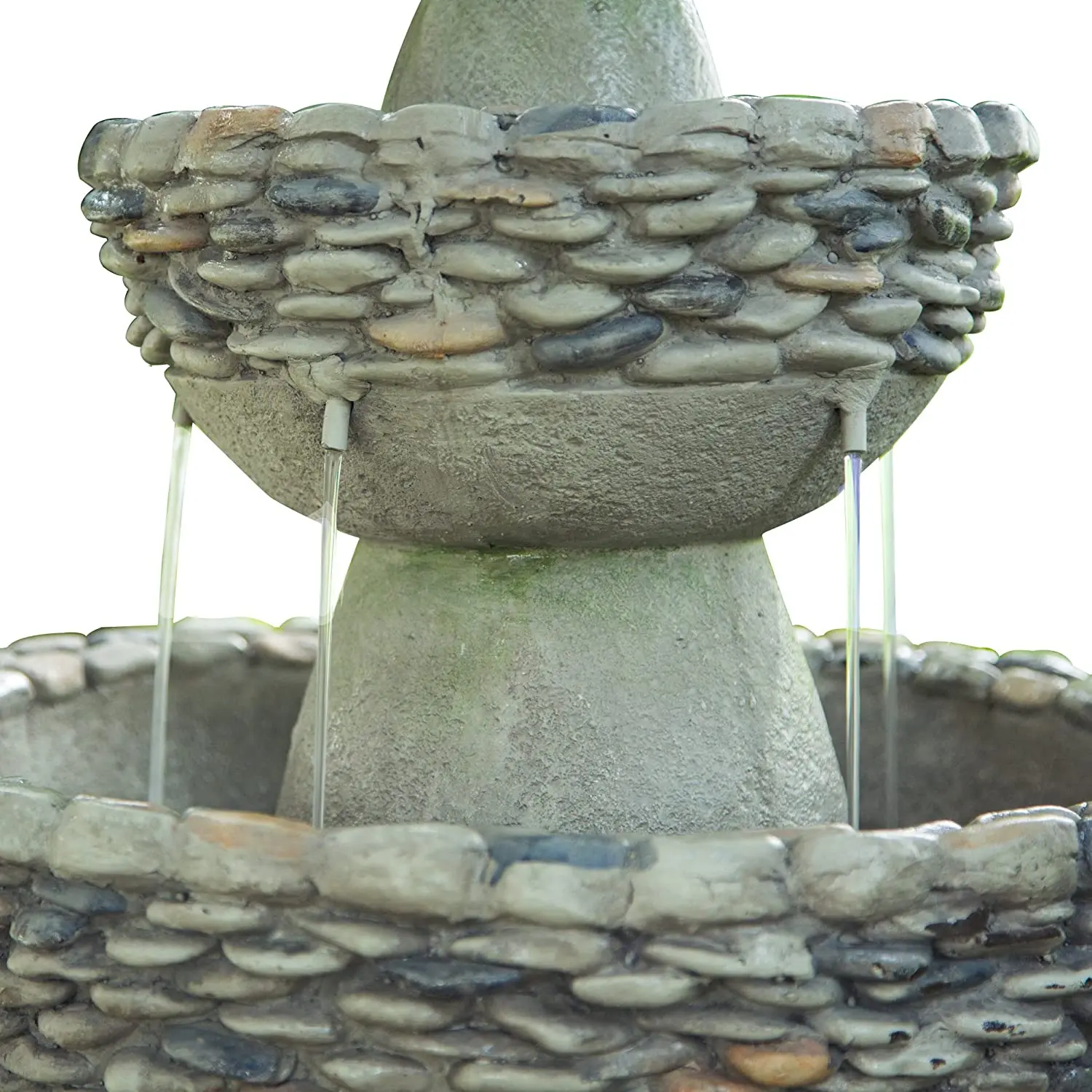 Peaktop Majestic 3 Tiered Stone Look Zen Pedestal Floor Waterfall Fountain for Outdoor Patio Garden Backyard Decking Decor gray