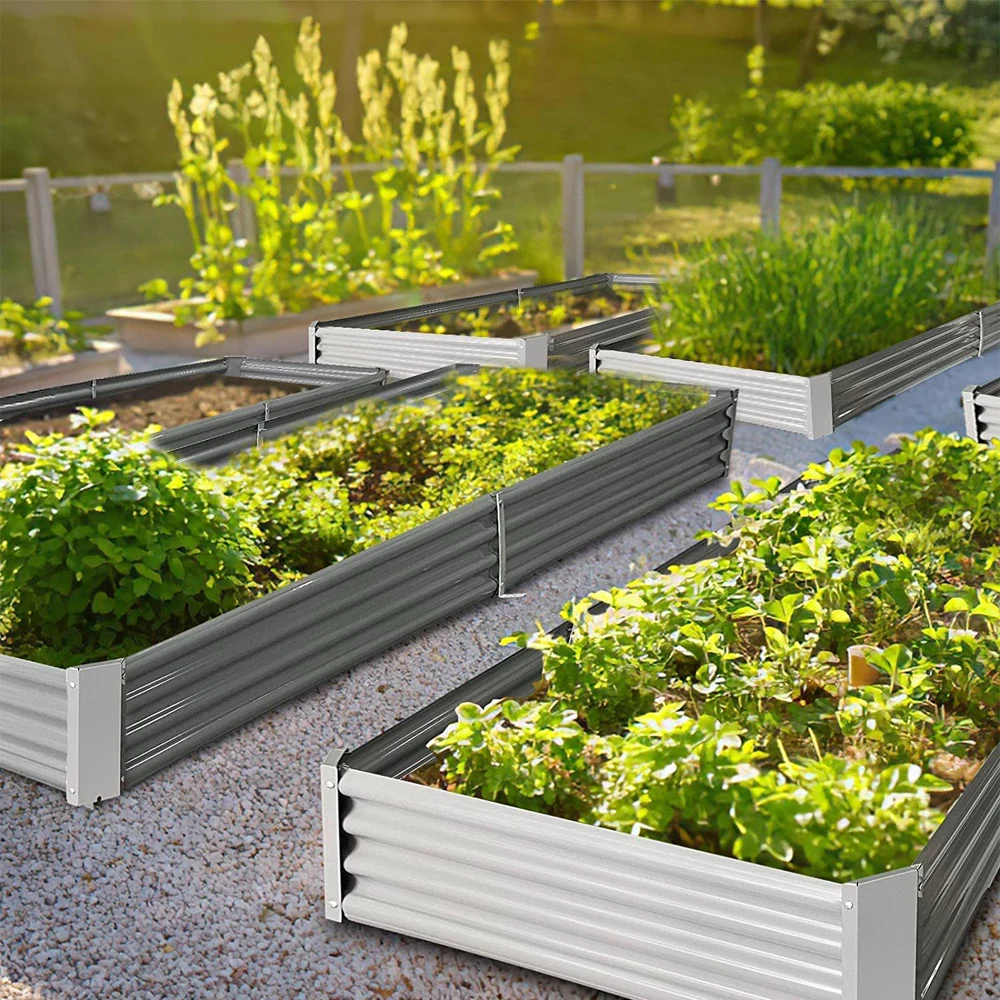 Garden bed Outdoor Herb Large Planter Box Steel Gardening Kit Metal Raised Garden Beds for Vegetables