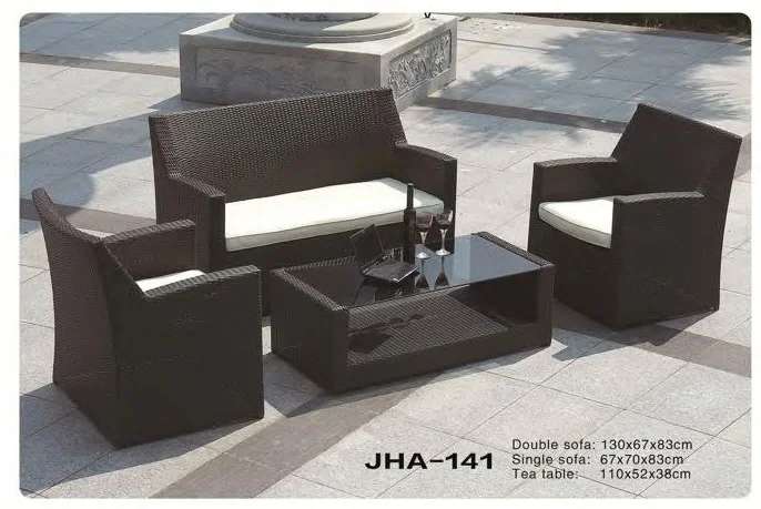 Garden and Patio 4 Seater Sofa Set with Coffee Table PVC Rattan Furniture