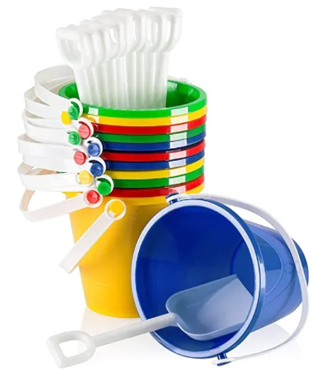 Custom Size Plastic Beach Sand Pails and Sand Shovels Plastic Beach Bucket Set for Kids in Summer Outdoor Activities