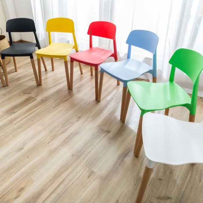 Stackable Plastic Chairs - Wholesale Factory Price Colorful Modern Style PP Frame Wooden Plastic Chairs