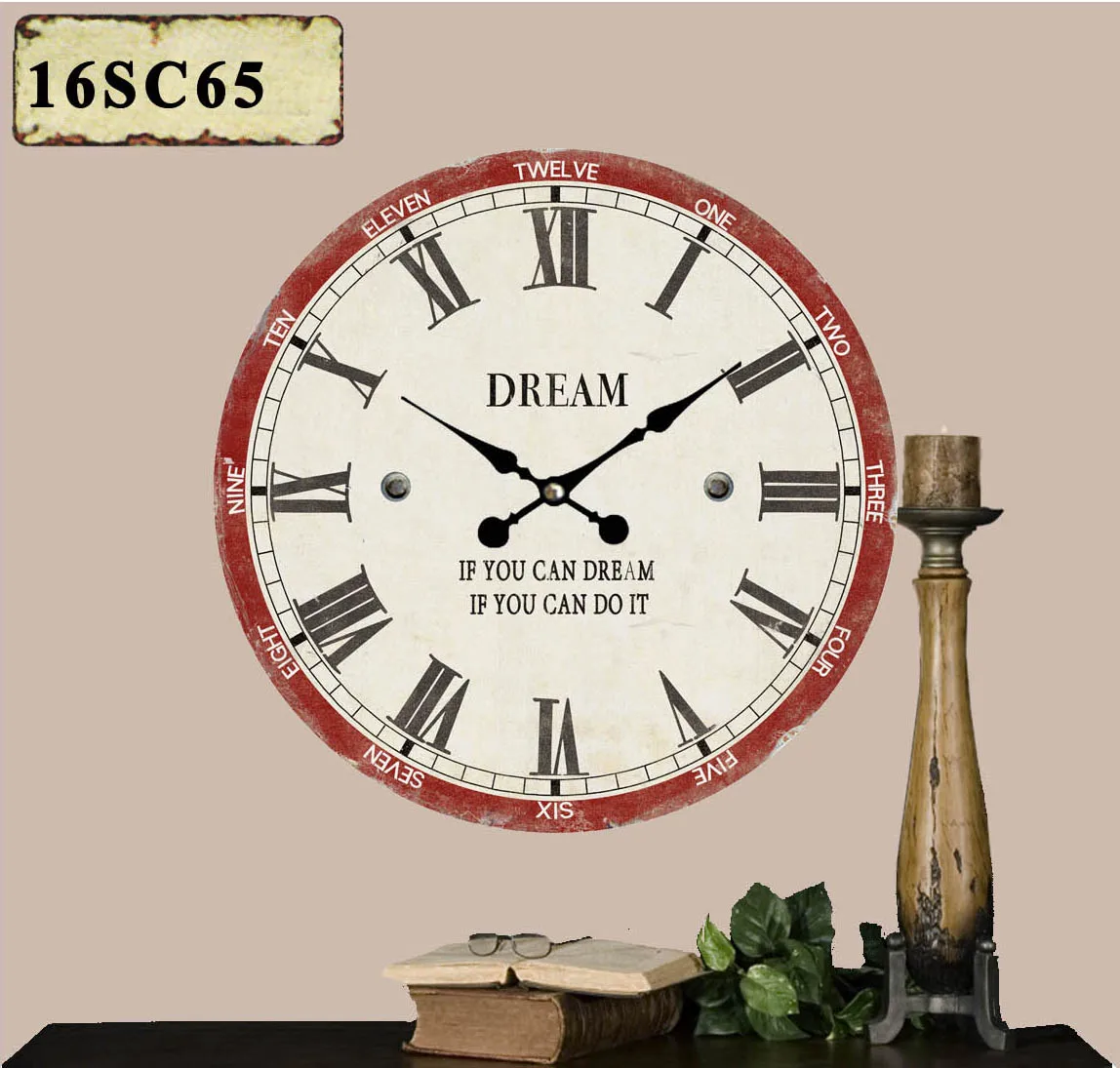 ANTIQUE VINTAGE RETRO ROUND MDF WALL CLOCK