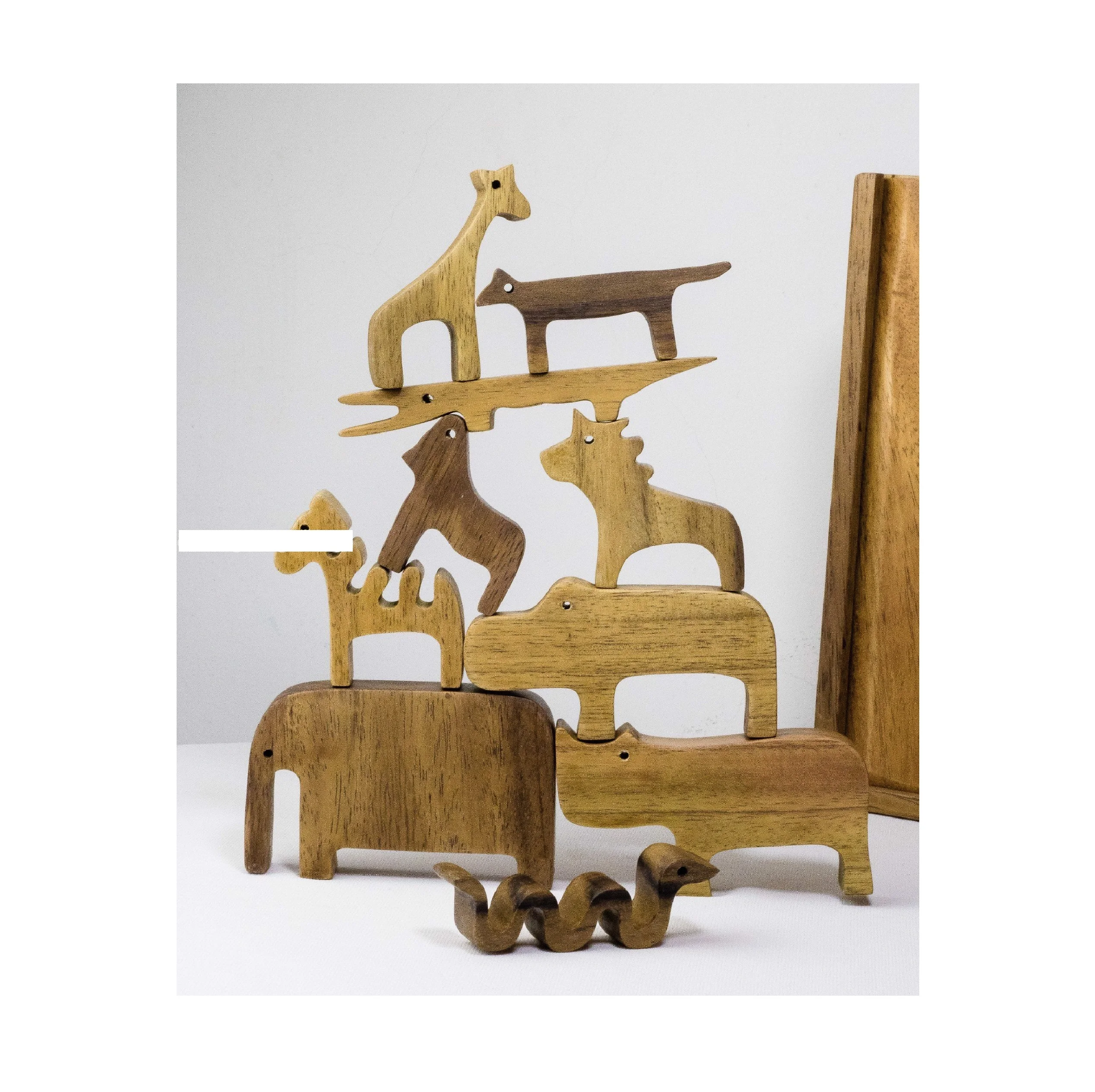 Wooden Animals Stacking Blocks Balancing Games Montessori Toy Wooden Building Balance Games for Kids Toddlers