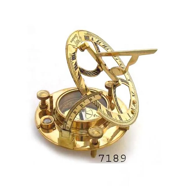Nautical Brass Folding Sundial Compass With Spirit Level nautical supplies marine compasses for sale