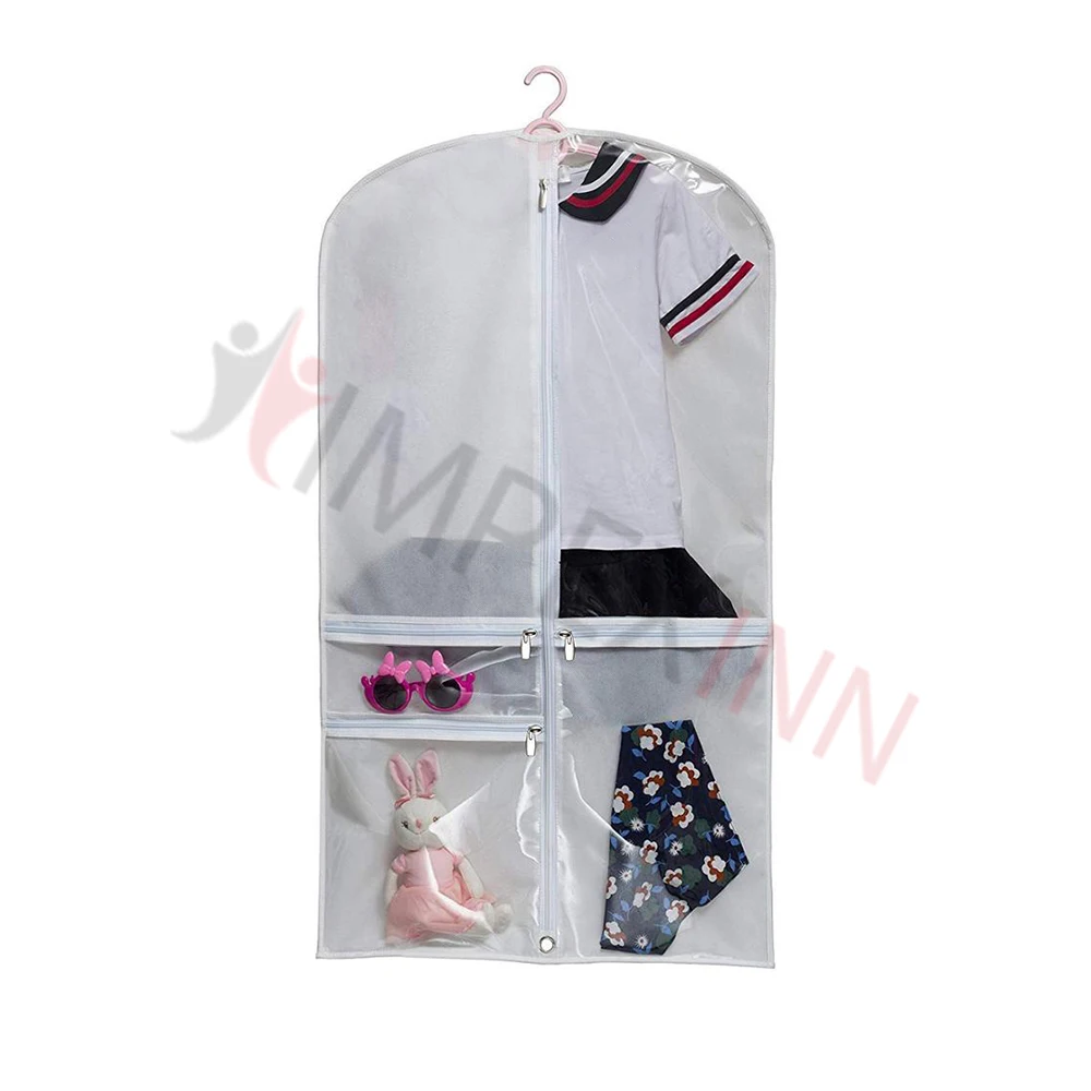 
Customized Logo clear plastic zipper garment bag printed non woven garment bag 