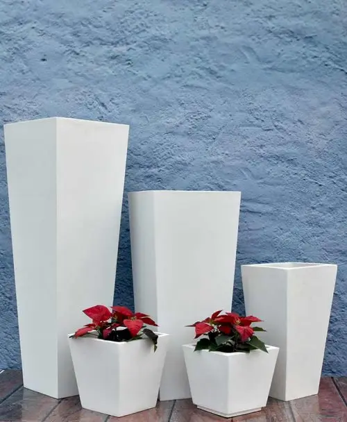Excellent Quality Indoor Outdoor Flower Pot Tall Planter Classic Traditional Fiberglass Urns and Planters White for Garden