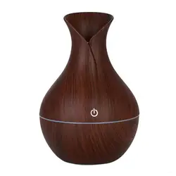 Essential Oil Diffuser with LED Night Light Ultrasonic Aromatherapy Humidifier Vase Shape Wood Grain Appearance