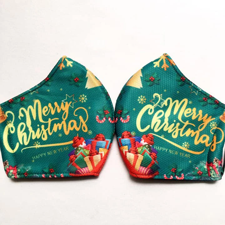 Модная Рождественская накидка на лицо Санты из полиэстера и хлопка многоразовая мягкая удобная 3D-печать индивидуальный дизайн