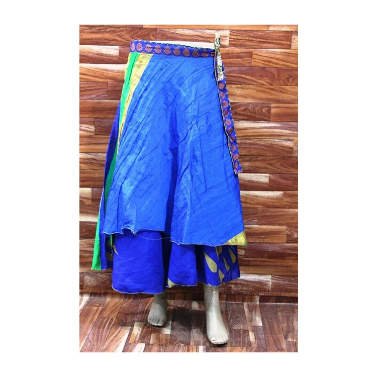 Summer Long Maxi Skirts Full Length Clothing Indian Silk Sari Boho Skirts Bohemian Gypsy Hippie Style Wrap Skirts for Women