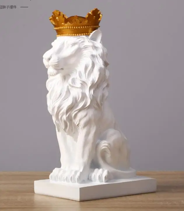 Black crown lion statue handicraft decorations christmas for home sculpture escultura home decoration accessories
