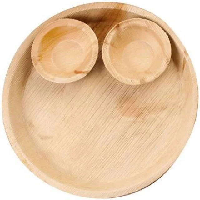 Disposable natural areca palm leaf plate bowl tray and banana leaf plates cutlery palm leaf tableware