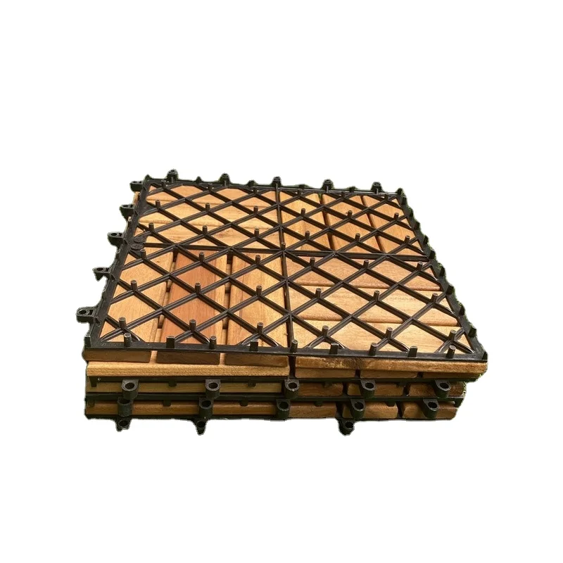 Factory Custom Different Size Parkett Wood Flooring Parquet Acacia interlocking wooden decking tiles  Ready To Ship