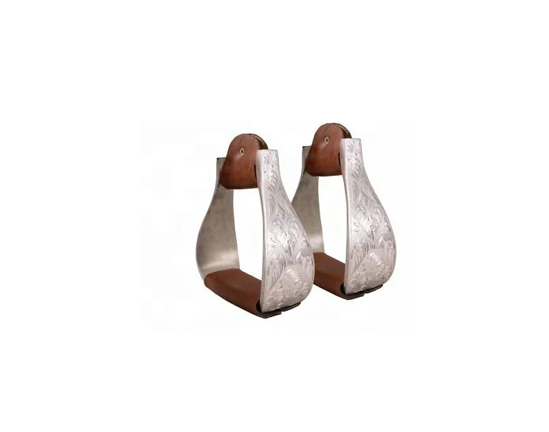 Horse Western Saddle Pair Stirrups Carved Aluminum 5-1/4 Wide Stirrups Outdoor Sports Equestrian Stirrups