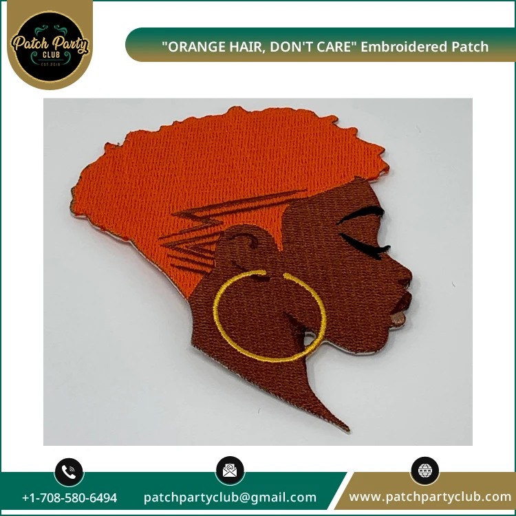 OEM производитель продает роскошные качественные «оранжевые волосы не переживают» афроцентрические нашивки с вышивкой