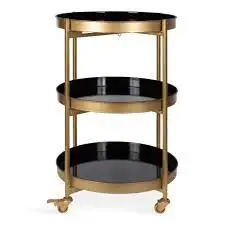 Modern Style 3 Tier Bar Cart Hotel Food Serving Trolley Or Bar Cart with wheels For Home Restaurant And Hotels Luxury Trolley