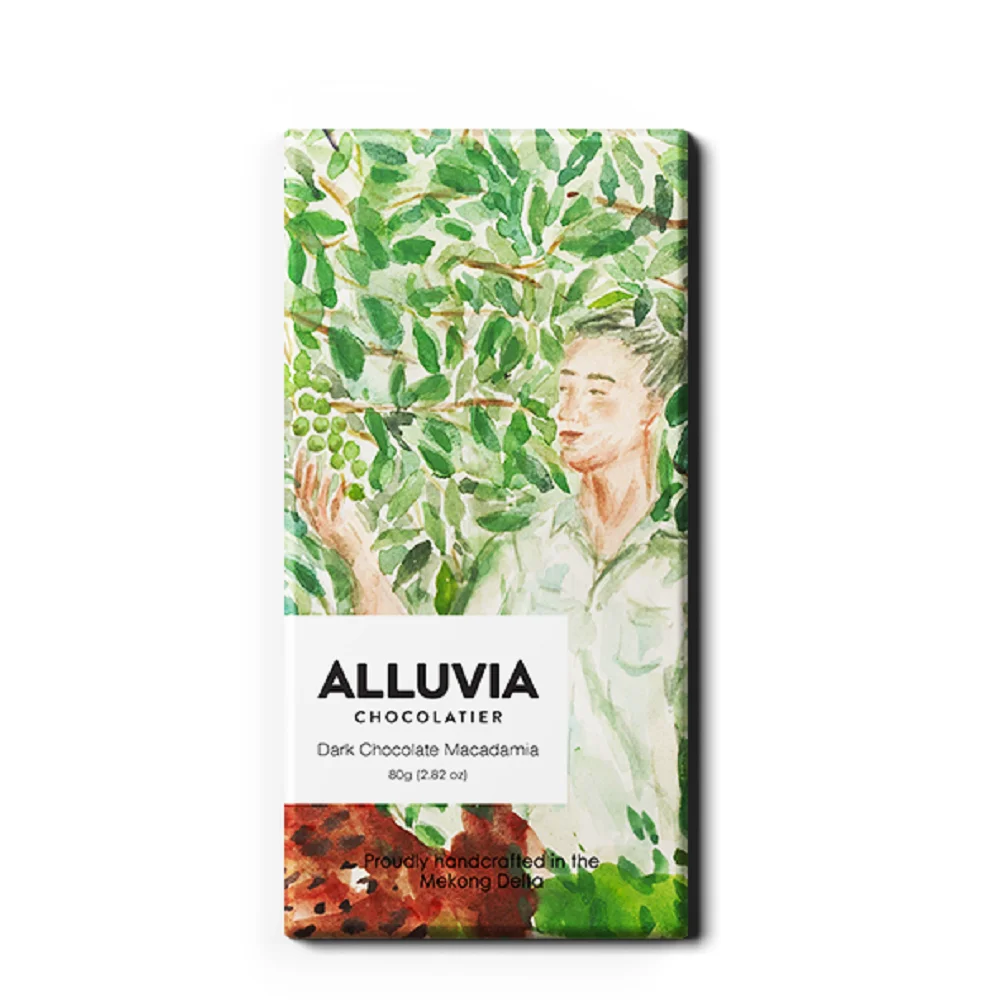 Высококачественные шоколадные брусья ручной работы в стиле ремесленника, темный шоколад с макадамии, 80 г