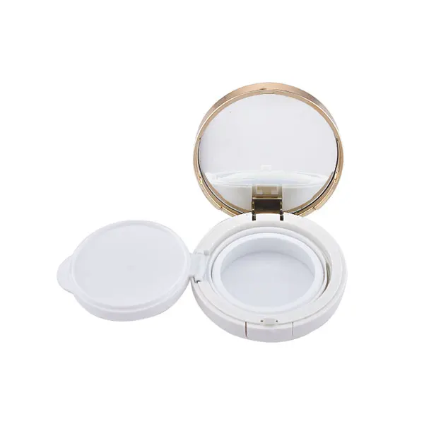 Wholesale white compact powder box with mirror high-end textured compact powder box