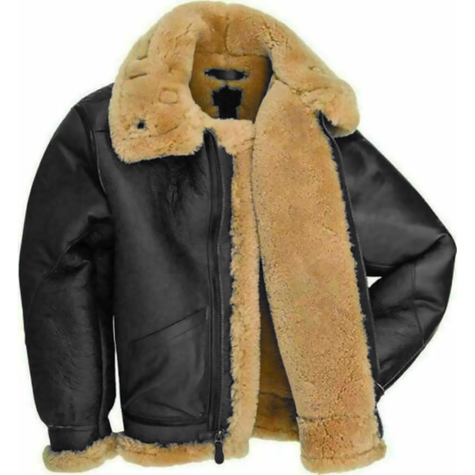Latest design loose leather fur jacket for men Maroon Fur Bomber Real Leather Jacket For Men