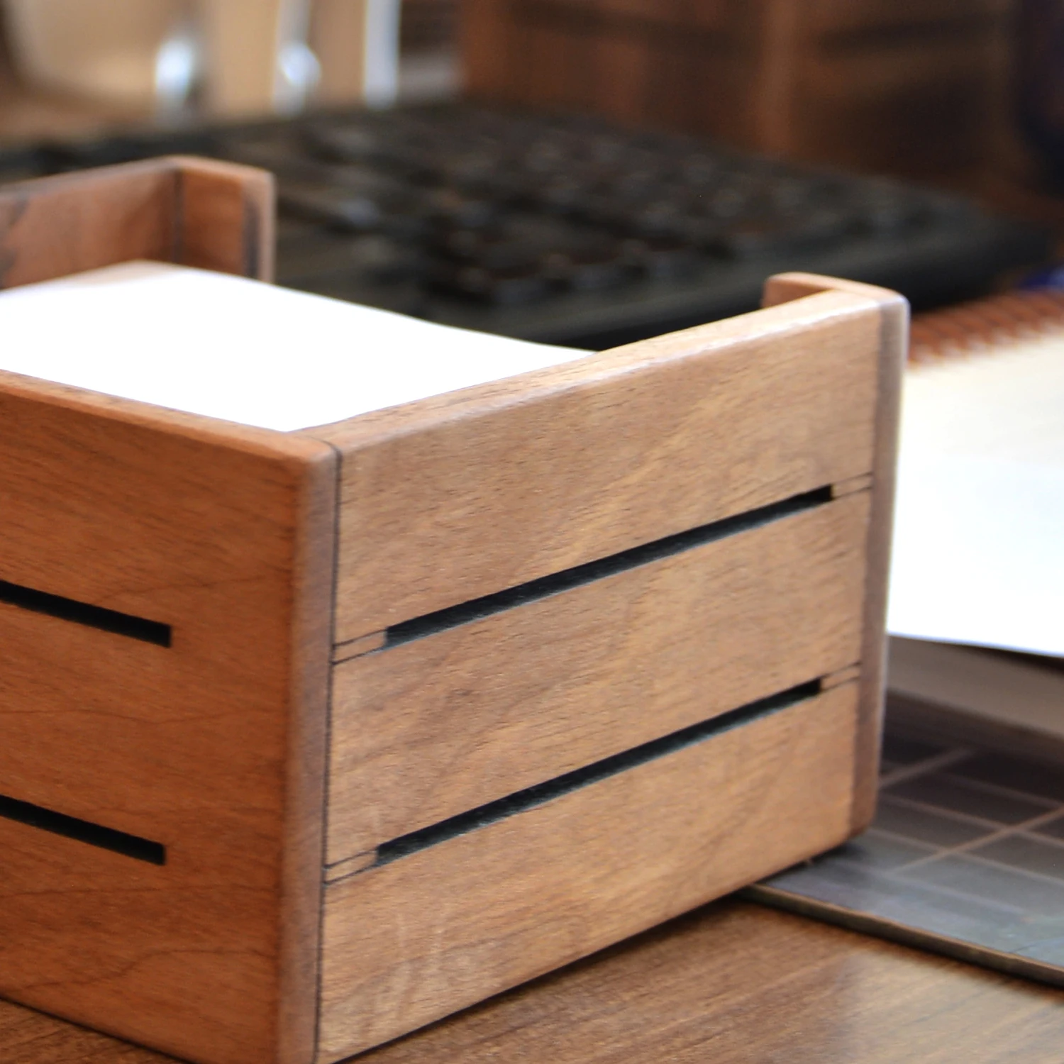 Craft Paper Cube Holder   I  3Line Note Paper Box - WOODSAKA   I   Note Paper Holder  I    Desk Accessories