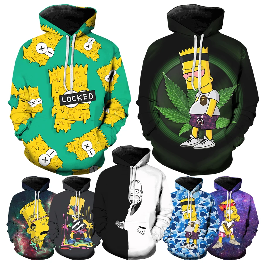 Bart 3D Printed Hoodies for Men Hot American Anime 3D Printing Hoodies From Men Casual Funny Fashion Oversized Pullover