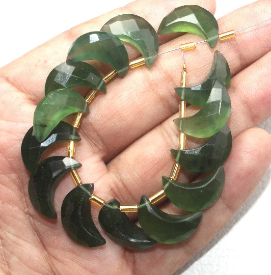 Натуральный Змеиный камень в форме Луны изготовление ювелирных изделий драгоценный ручной работы полированные драгоценные камни Просверленный