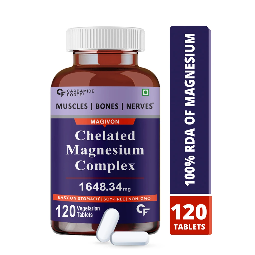 
Carbamide Forte Chelated Magnesium Complex 1648mg Supplement with Magnesium (Glycinate,Citrate,Oxide),100% RDA-120 Vegan Tablets 