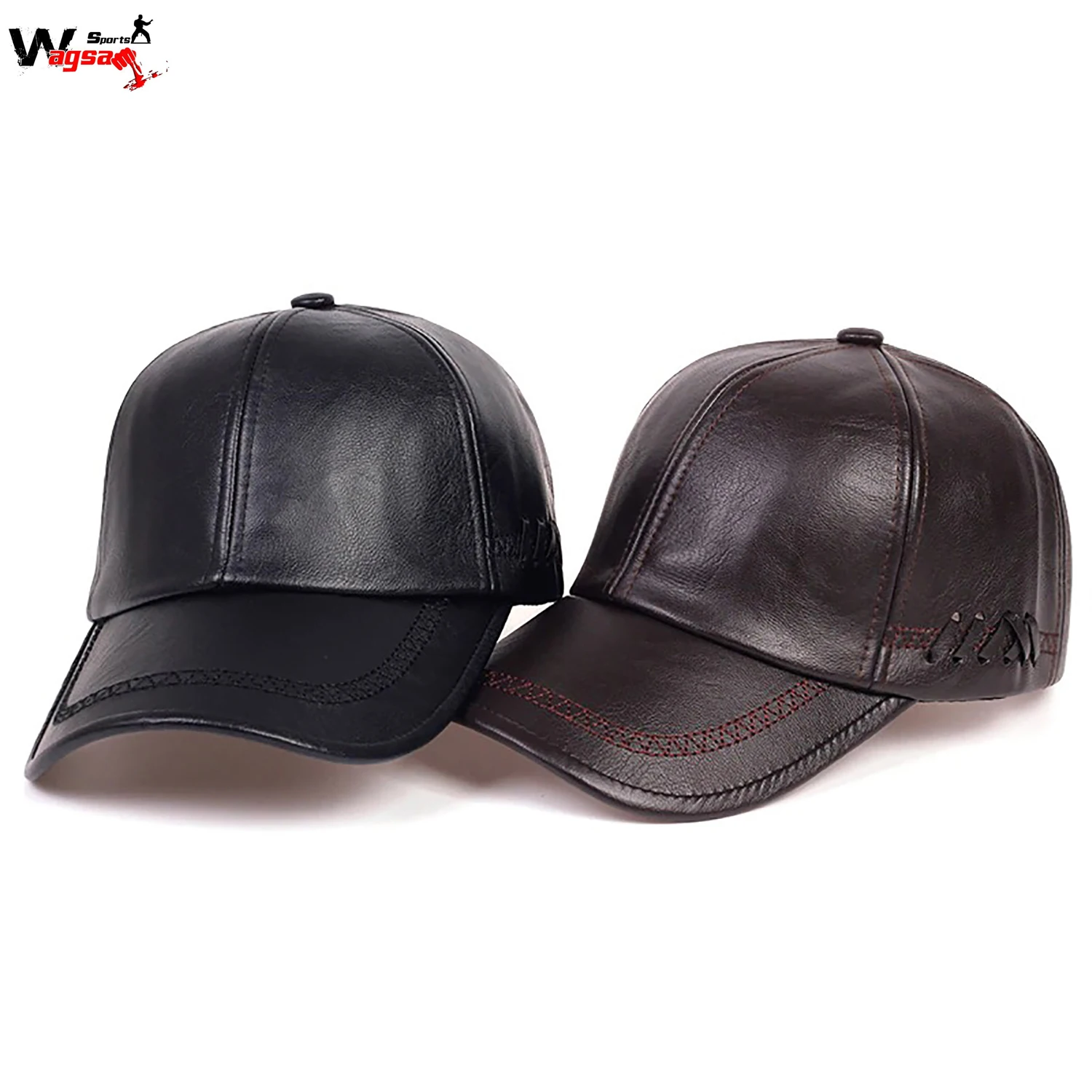 Модные однотонные зимние кожаные Бейсбольные мужские Снэпбэк Осенние Теплые черные женские шапки