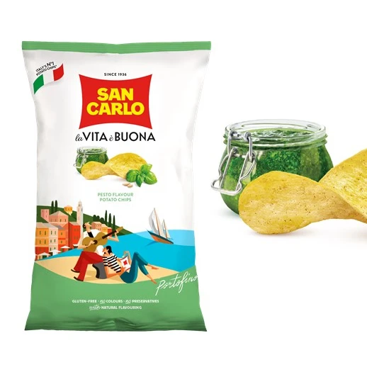 San Carlo pesto flavour potato chips gr 50 Italian premium quality
