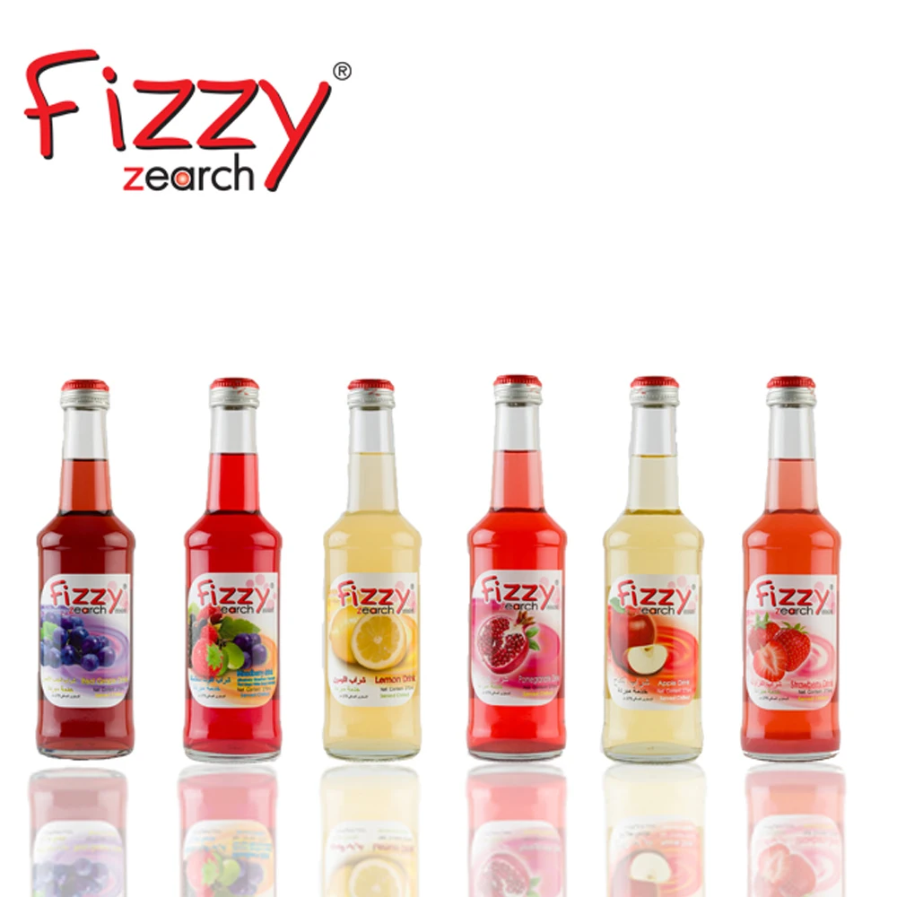 Fruit Drink Juice Lemon Sparkling Glass bottle 275ml Fizzy : Good quality , ready to drinks. Bottle water beverage. Thailand