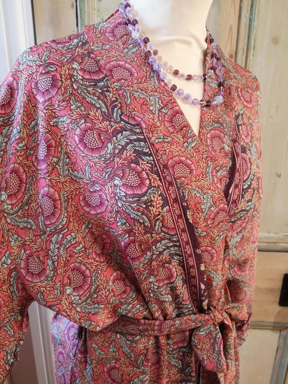 Luxurious Women silk dressing robes for  Bride squad gown Bridesmaid Gown Robe night one piece dress v neck kimono