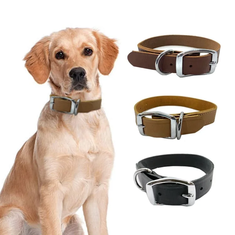 Free Sample Full Grain Good Design Strong Durable Real Cow Leather Pet collar