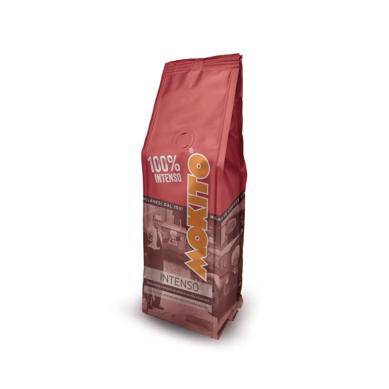 Intenso Italian Espresso Caffe Mokito 40% Arabica & 60% Robusta Medium Roast Ground Coffee with Sweet Taste Box Packaging