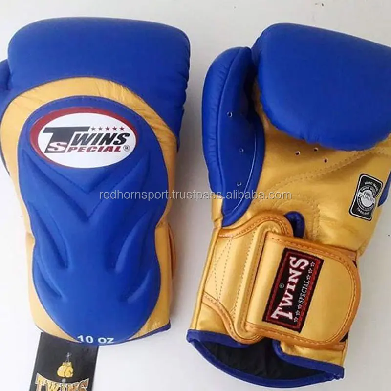 Blue Twins special Professional fight Leather Boxing Gloves twins speed bag boxing luva muay thai