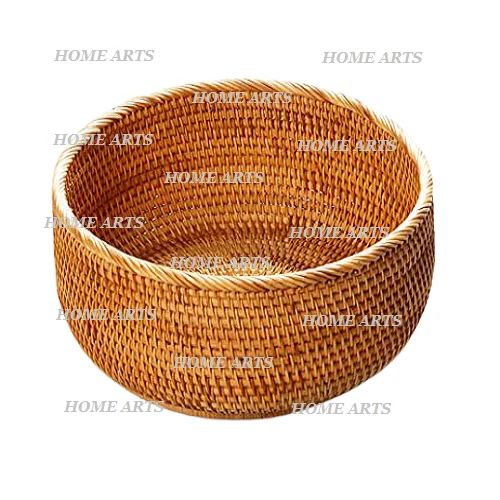 Set of 3 different sizes fruits bamboo basket designer round shape  rattan basket for vegetable and fruits storage