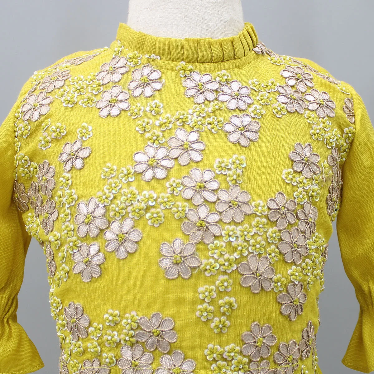 Finest Elements Exclusive Designs Girls Kids Wear Gota Flower Work Top Zari Thread Embroidered Lehenga Dupatta pleated frills