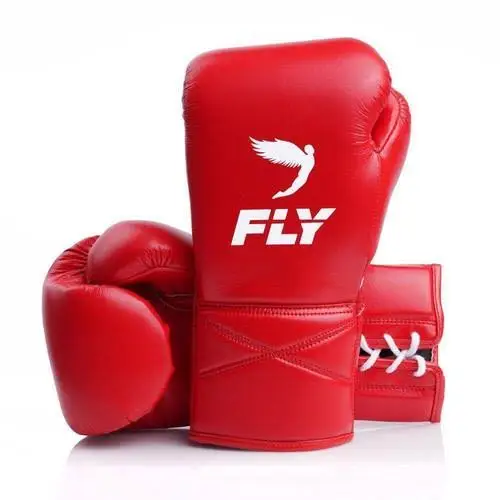 Factory Custom Professional Lace Black Leather Red Color Weight Material Boxing Gloves
