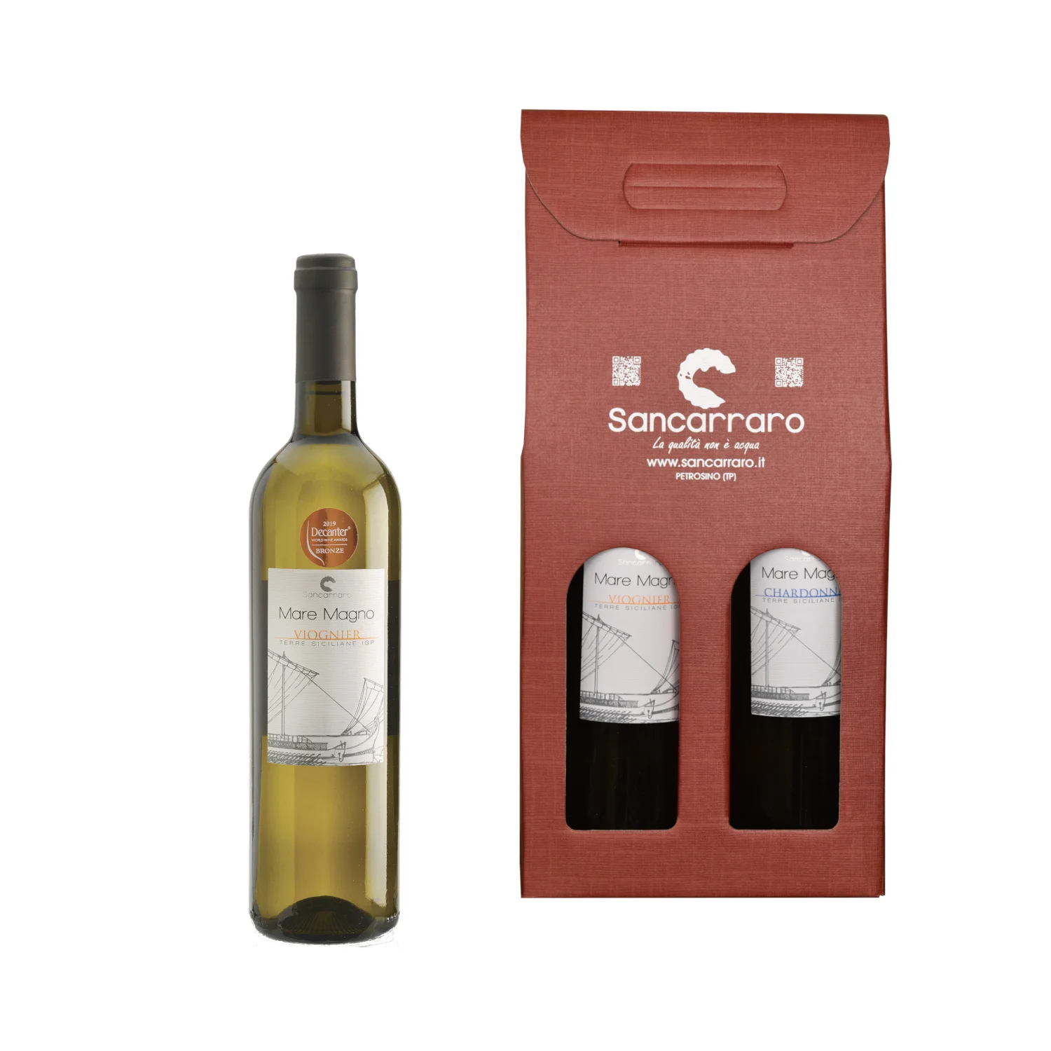 Подарочная коробка с частным лейблом-элегантная упаковка винами Шардоне и вионьеру Сделано в Италии белое вино
