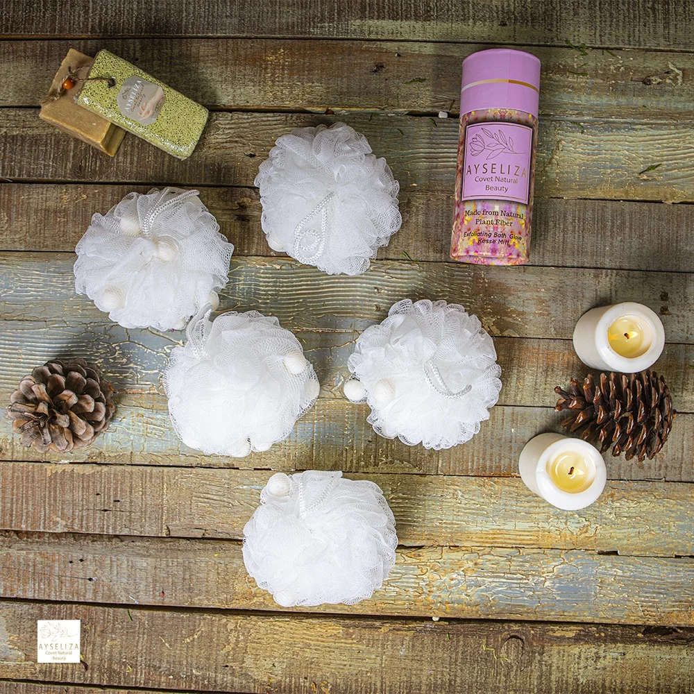 Turkish Bath Pouf With Fruit Soap Beads By Ayseliza  Premium Shower Mesh Foaming Ball Shower Puff Sponge Exfoliating Scrubber