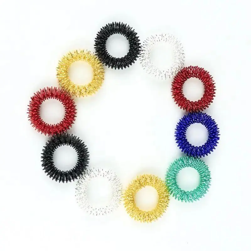 Sensory Spring Massage Finger Ring Metal Spiky Fidget Spiky Rings For Anxiety Stress Relief Adult Fingers Stress Relief Toys