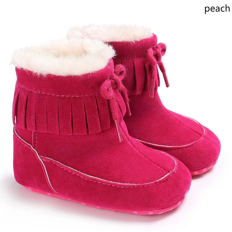 
Tassel Warm Thick Plush Solid Color Baby Boys And Girls Shoes Toddler Snow Boots 