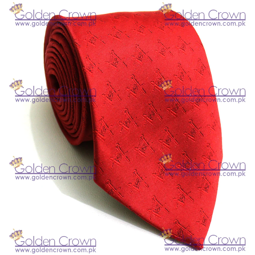 Wholesale New Design Masonic Red Silk Tie with Sq & G | High Quality Woven Ties