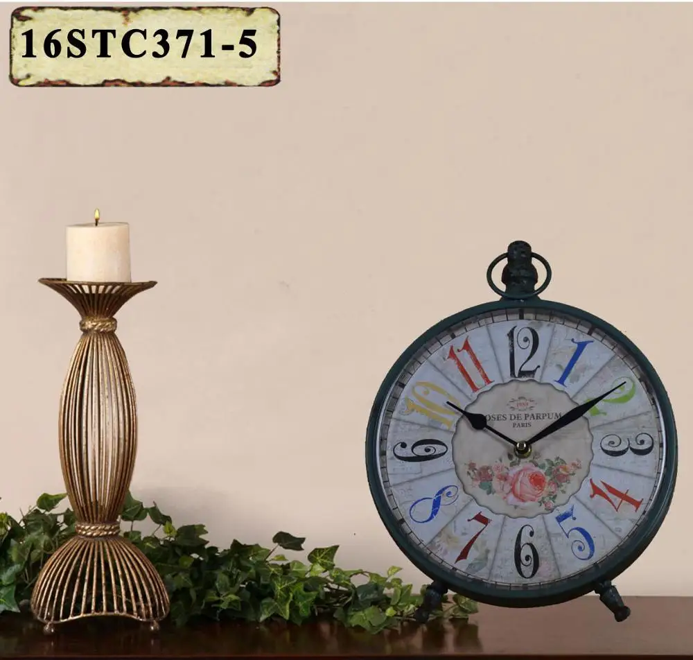 DECORATIVE ANTIQUE VINTAGE ROULETTE METAL TABLE TOP CLOCK