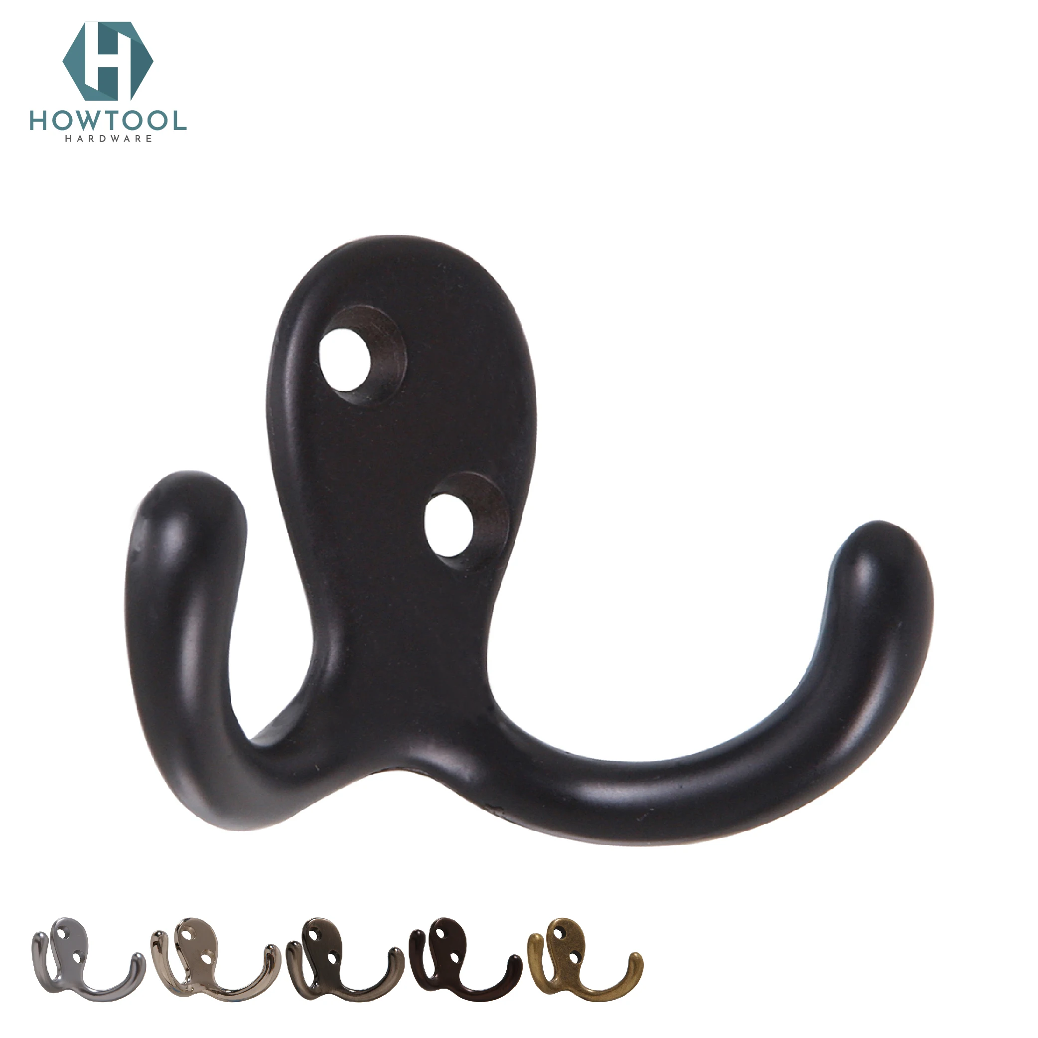 Heavy Duty Metal Wall Mount Towel Coat Double Prong Robe Hook Oil Rubbed Bronze