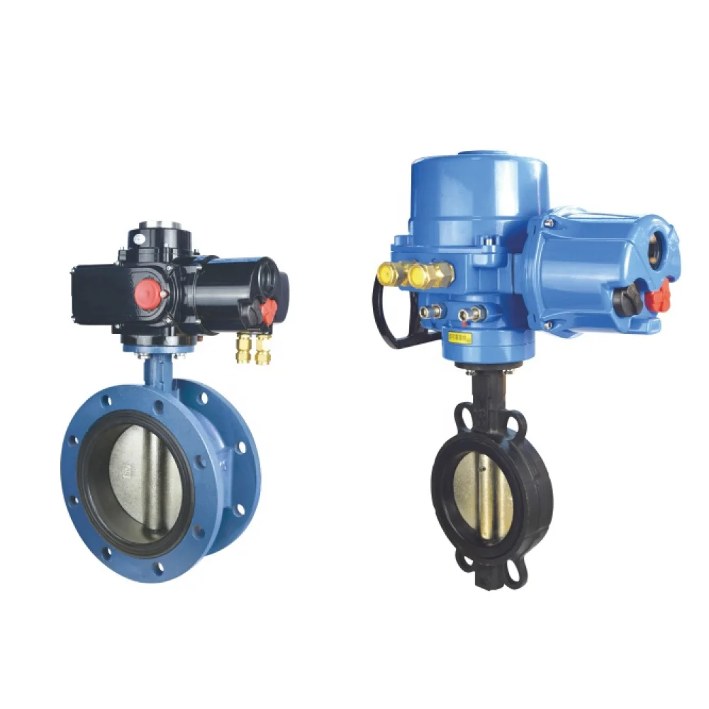 DN50 DN100 Double Flange Electric Soft Seal Motorized Butterfly Valve Actuator