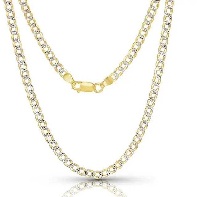 
Sterling Silver Two Tone Diamond Cut 5MM Miami Cuban Curb Chain Necklace 16